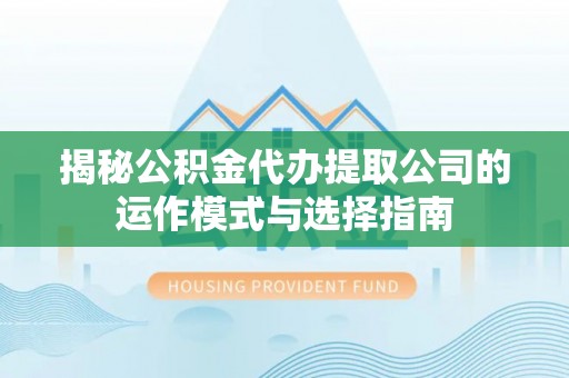 西双版纳揭秘公积金代办提取公司的运作模式与选择指南